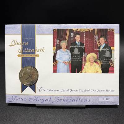 ＜星葵🌻钱币社＞第72期·东奔西走的硬币·3月31日发货 - 〈大型邮币封〉英国2000年王太后诞辰100周年5镑克朗型纪念币