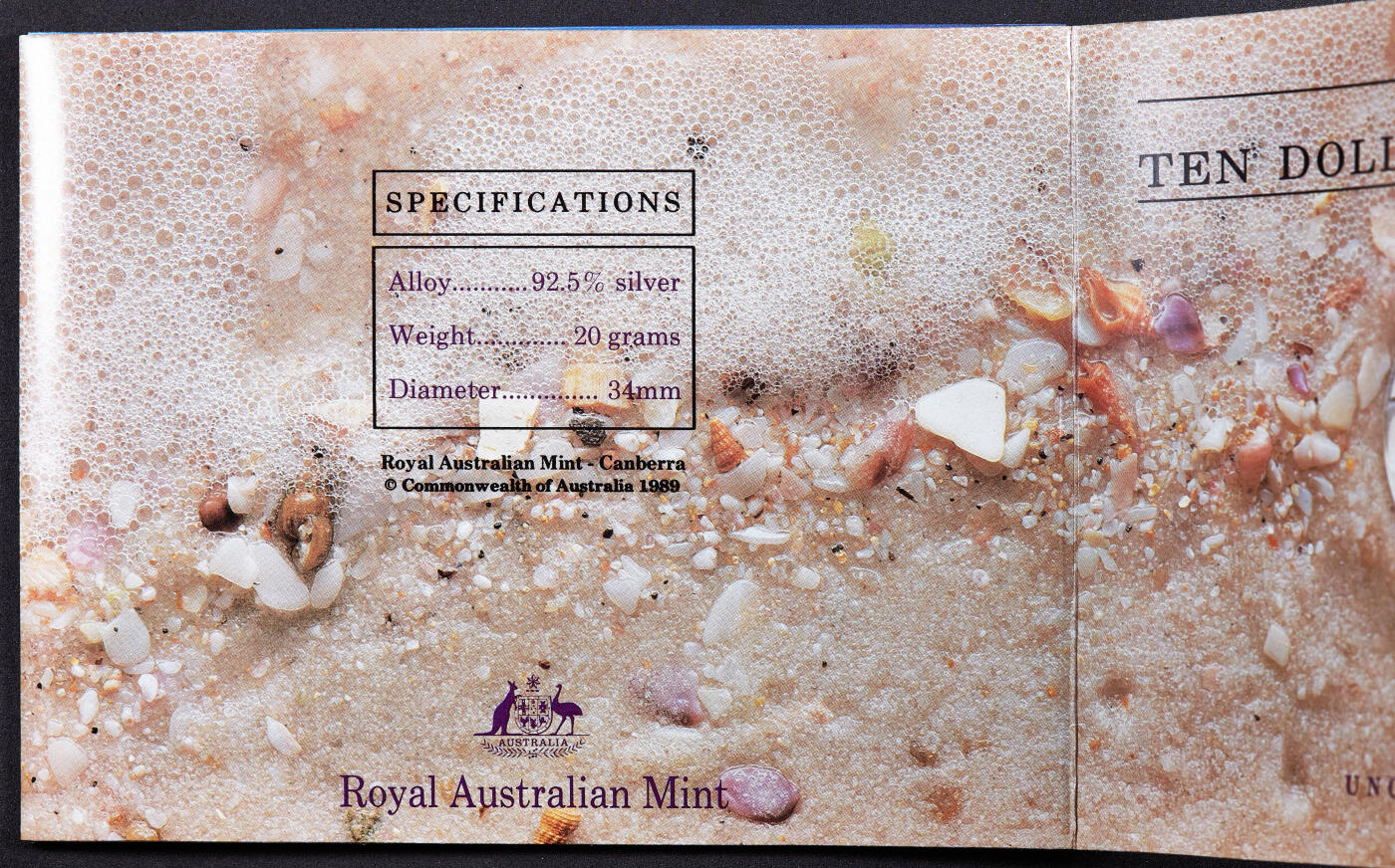 【俄甄集藏】2026年(050)04-01星期三 晚 19:30 全场包邮 澳大利亚1989年行政区系列-昆士兰州10元册装银币，带证，重20克，925银，发行量48929枚