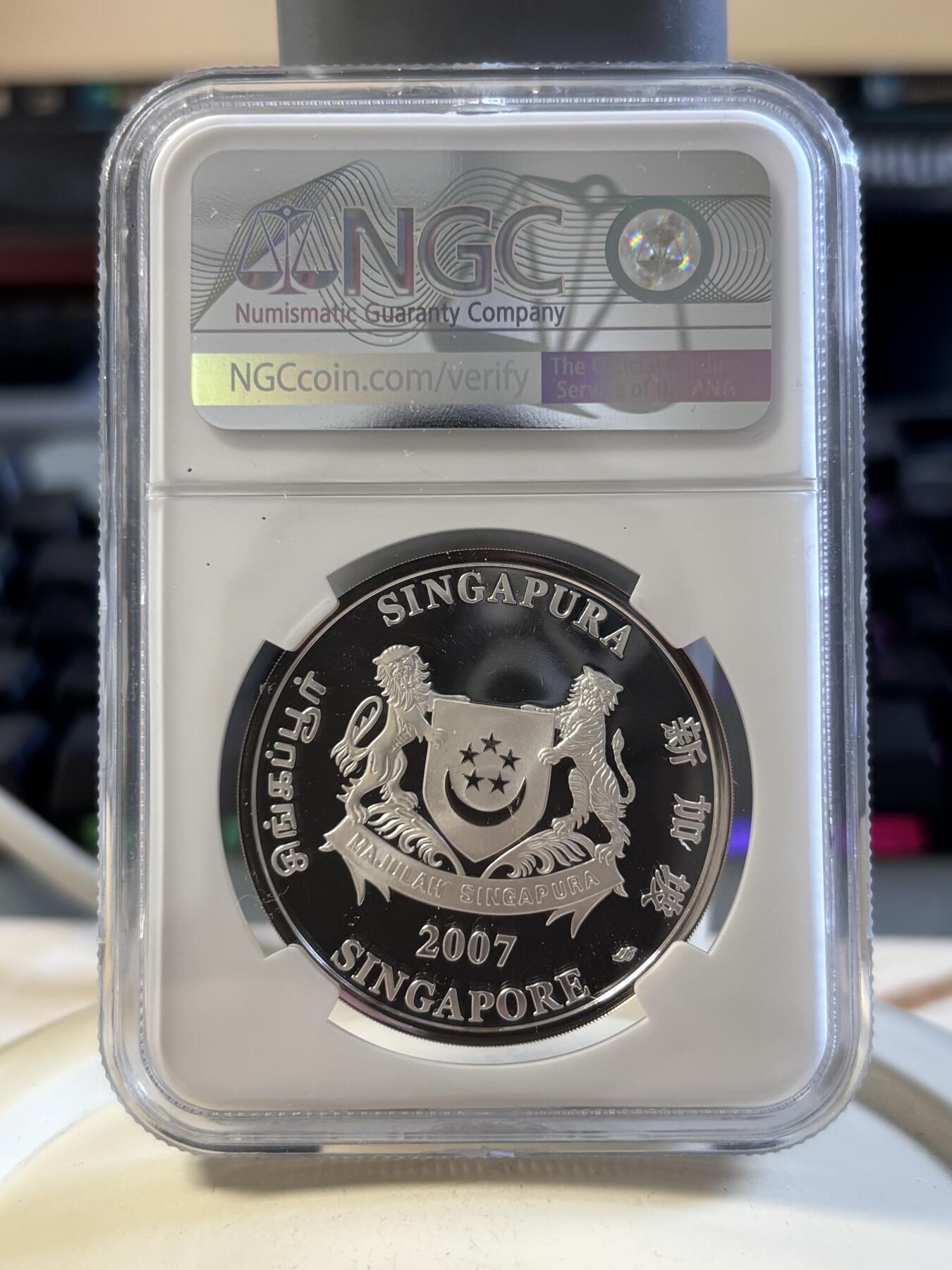 第194期拍卖 新加坡2007年花卉系列彩色20克纪念银币2枚套NGC-PF70-PF69,999银，20克*2