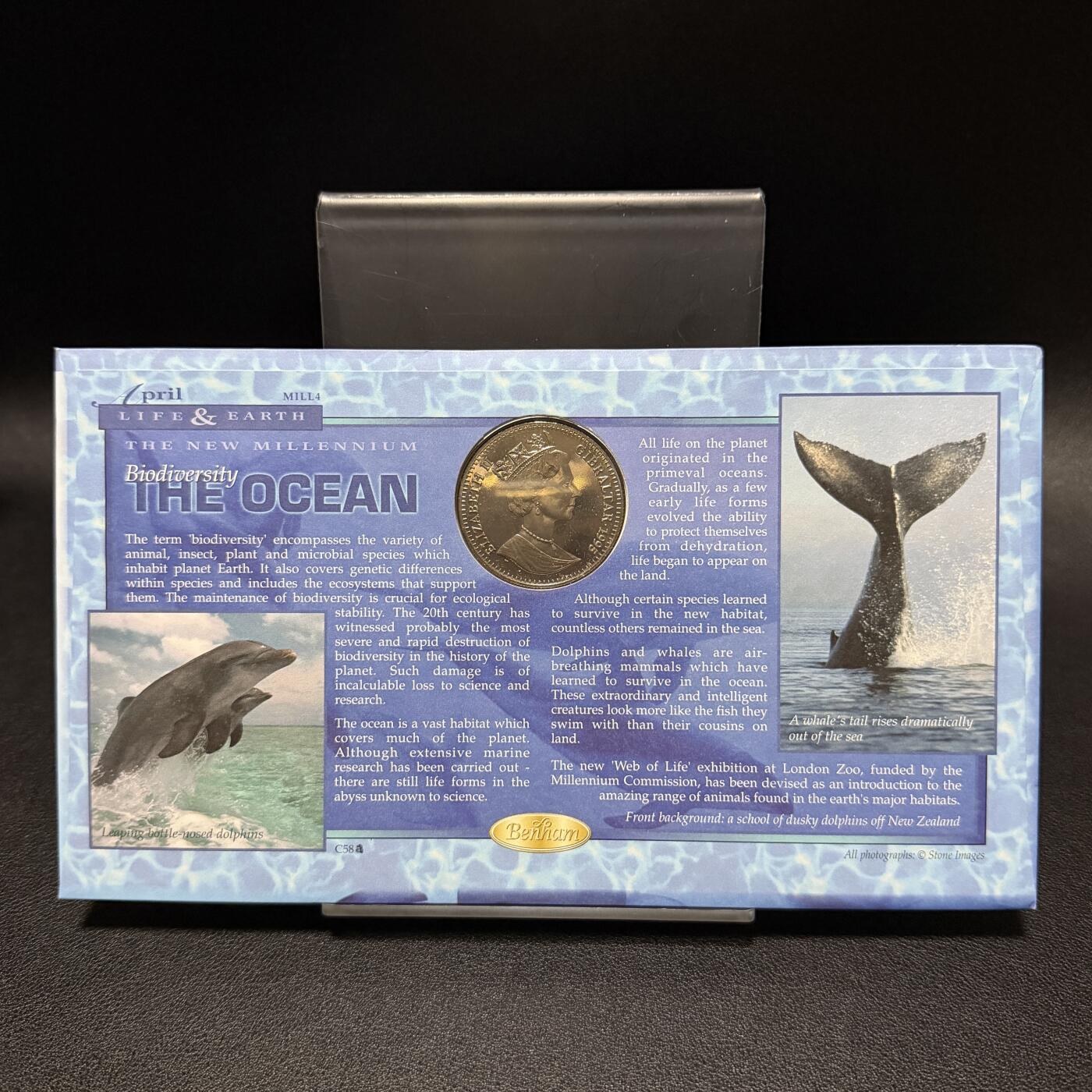 ＜星葵🌻钱币社＞第72期·东奔西走的硬币·3月31日发货 〈邮币封〉直布罗陀1995年保护地球·抹香鲸1克朗纪念币