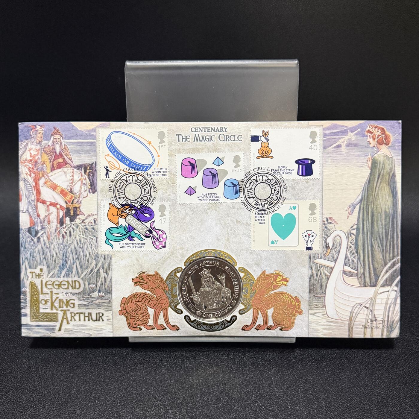 ＜星葵🌻钱币社＞第72期·东奔西走的硬币·3月31日发货 〈邮币封〉马恩岛1996年亚瑟王传奇·亚瑟王1克朗纪念币