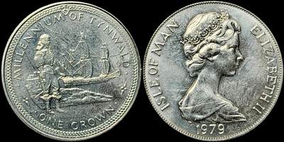 ＜星葵🌻钱币社＞第72期·东奔西走的硬币·3月31日发货 - 马恩岛1979年延沃尔德议会1000周年·海洋君主号1克朗纪念币