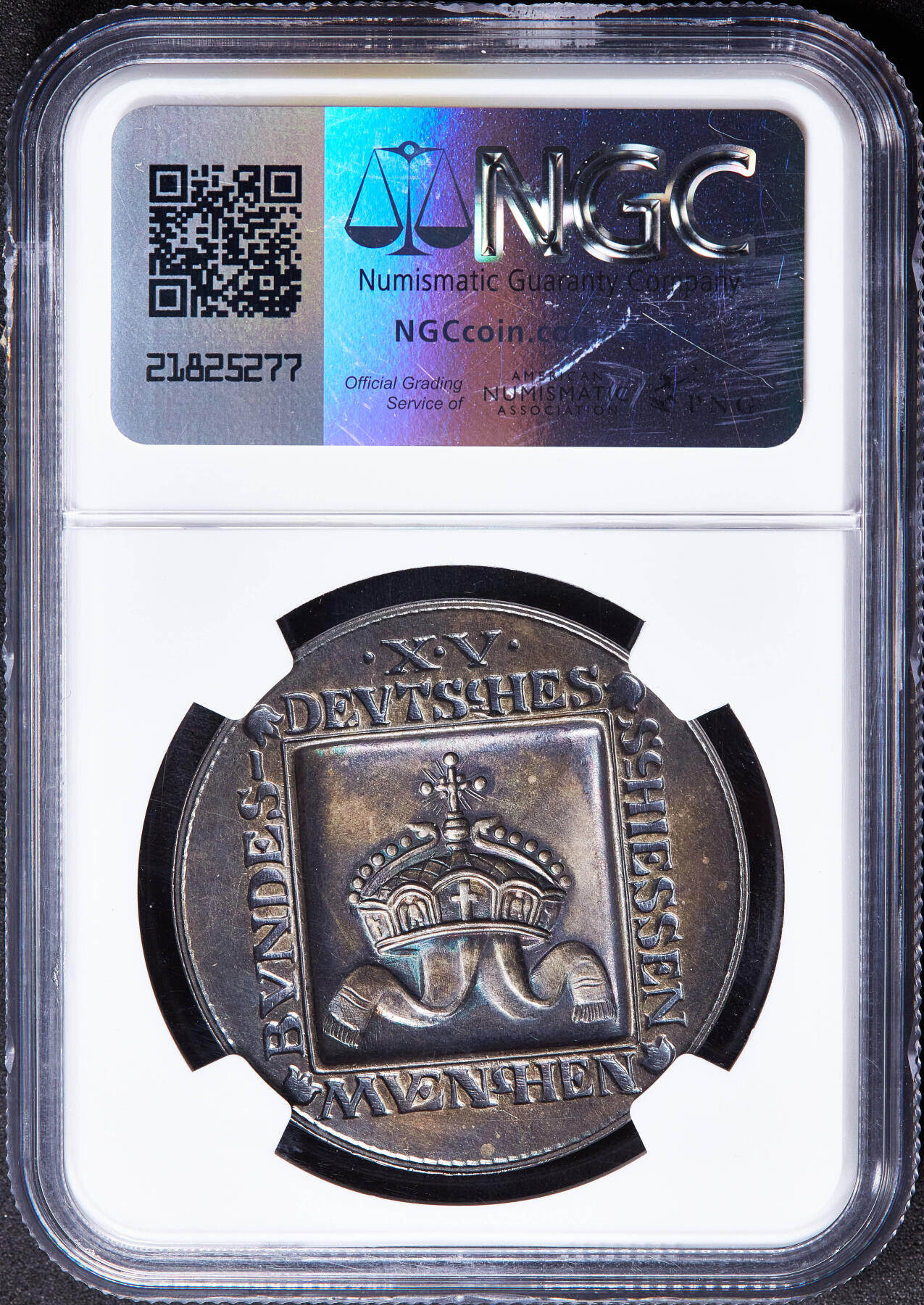 【俄甄集藏】2026年(050)04-01星期三 晚 19:30 全场包邮 德国1906年纪念慕尼黑第15届联邦射击节银章，NGC MS64，酱彩老包浆，设计精美，名誉品种