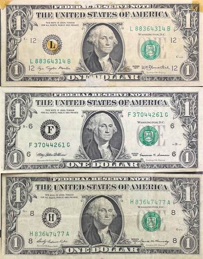 回流0328 - 旧金山（L）、亚特兰大（F）、圣路易斯（H）联邦储备银行1美元