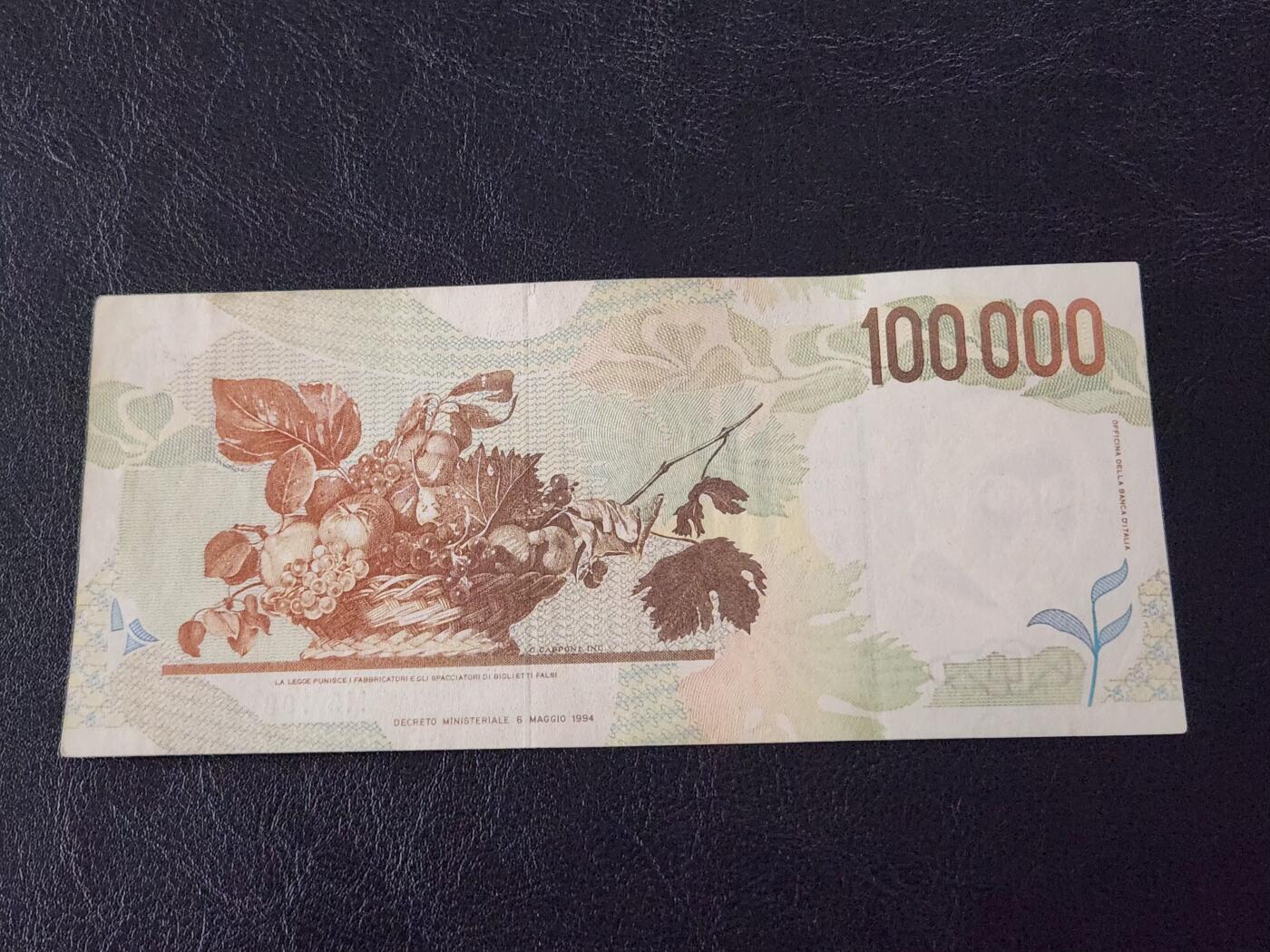 3月28号晚上8点 外国纸币自动截拍第47场 意大利100000极美品