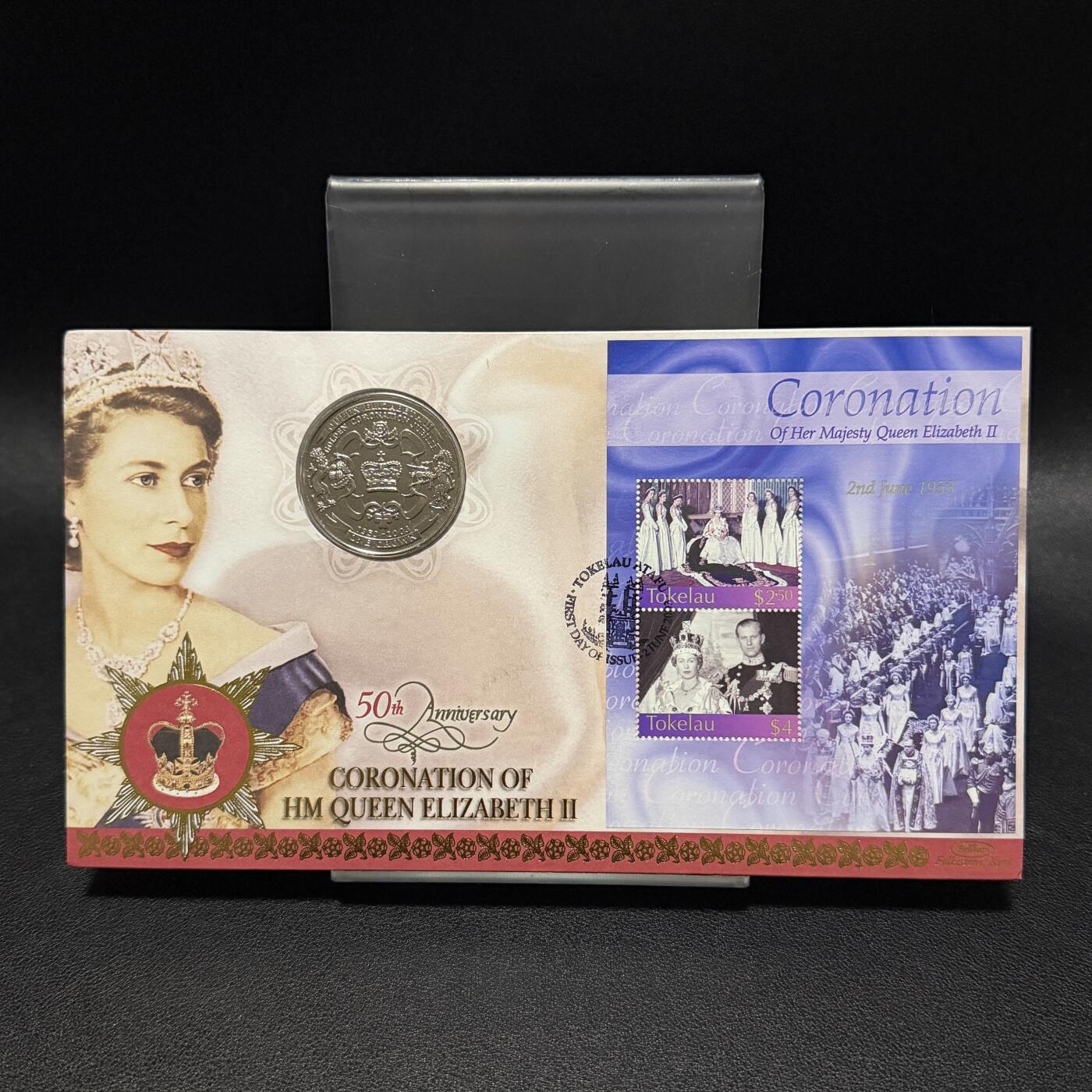 ＜星葵🌻钱币社＞第72期·东奔西走的硬币·3月31日发货 〈邮币封〉马恩岛2003年女王登基50周年1克朗纪念币