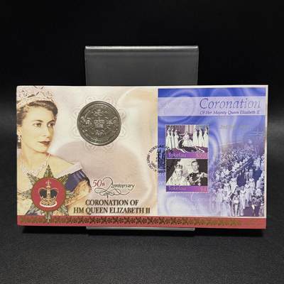 ＜星葵🌻钱币社＞第72期·东奔西走的硬币·3月31日发货 - 〈邮币封〉马恩岛2003年女王登基50周年1克朗纪念币