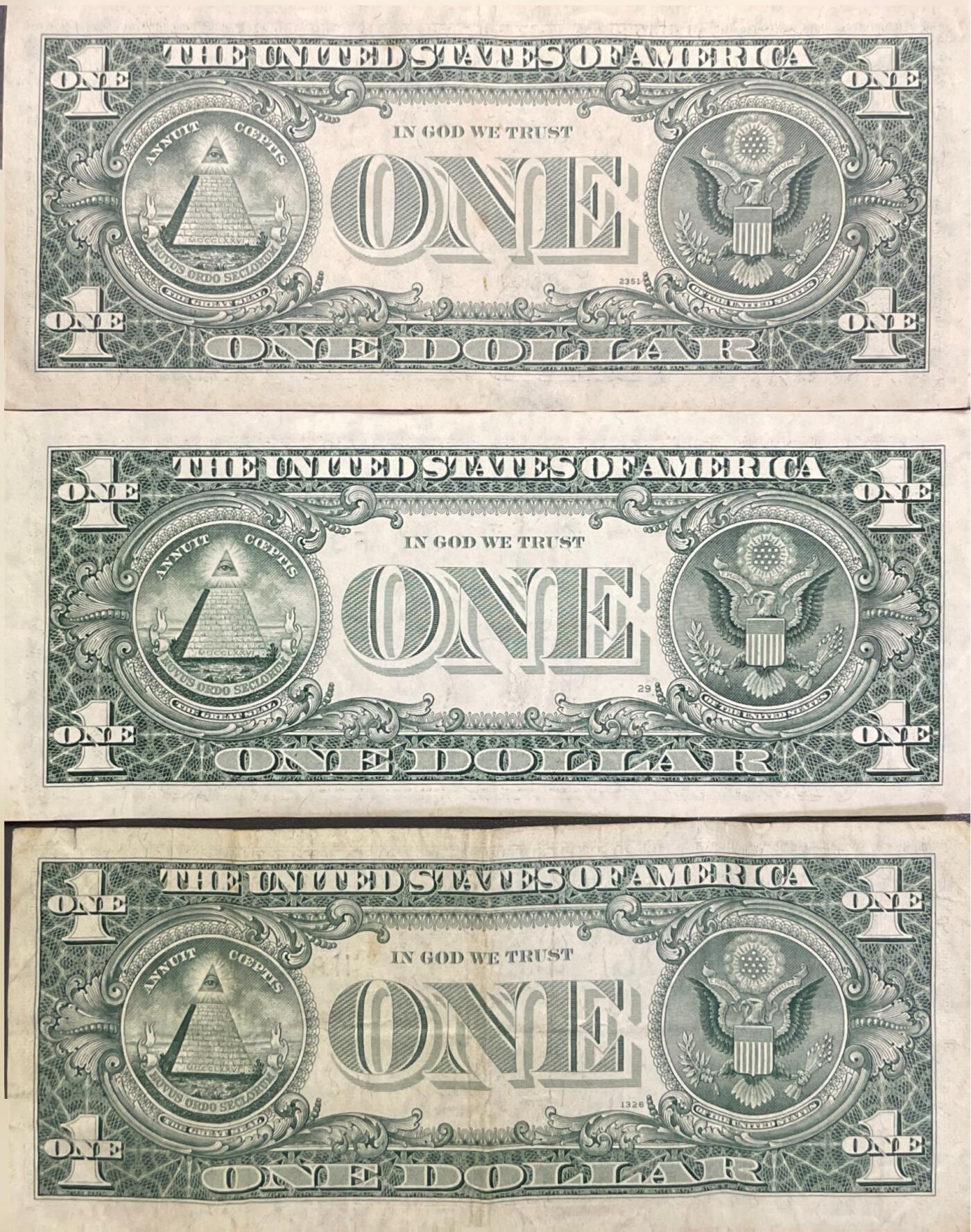 回流0328 旧金山（L）、亚特兰大（F）、圣路易斯（H）联邦储备银行1美元