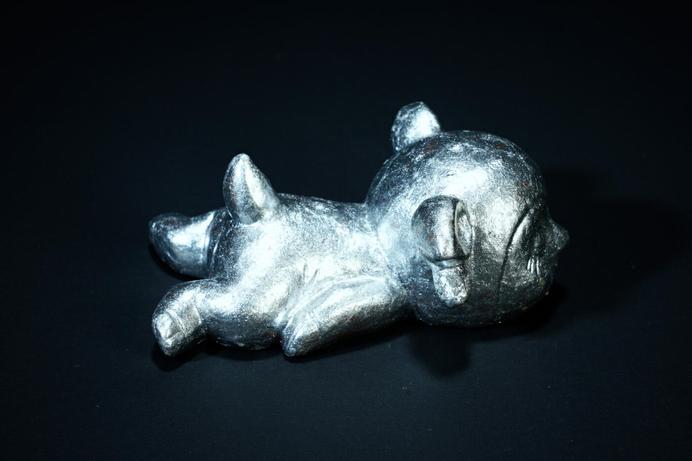 上海都达杂项专场六十九【全场包邮】 紫砂描银小萌鹿茶宠摆件94-62