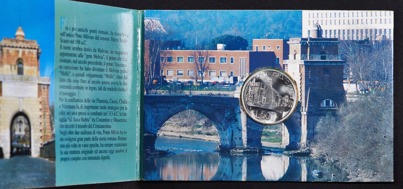 【俄甄集藏】2026年(050)04-01星期三 晚 19:30 全场包邮 意大利1991年纪念罗马米尔维安大桥建成2100年500里拉卡装银币，重15克，835银，发行量58500枚