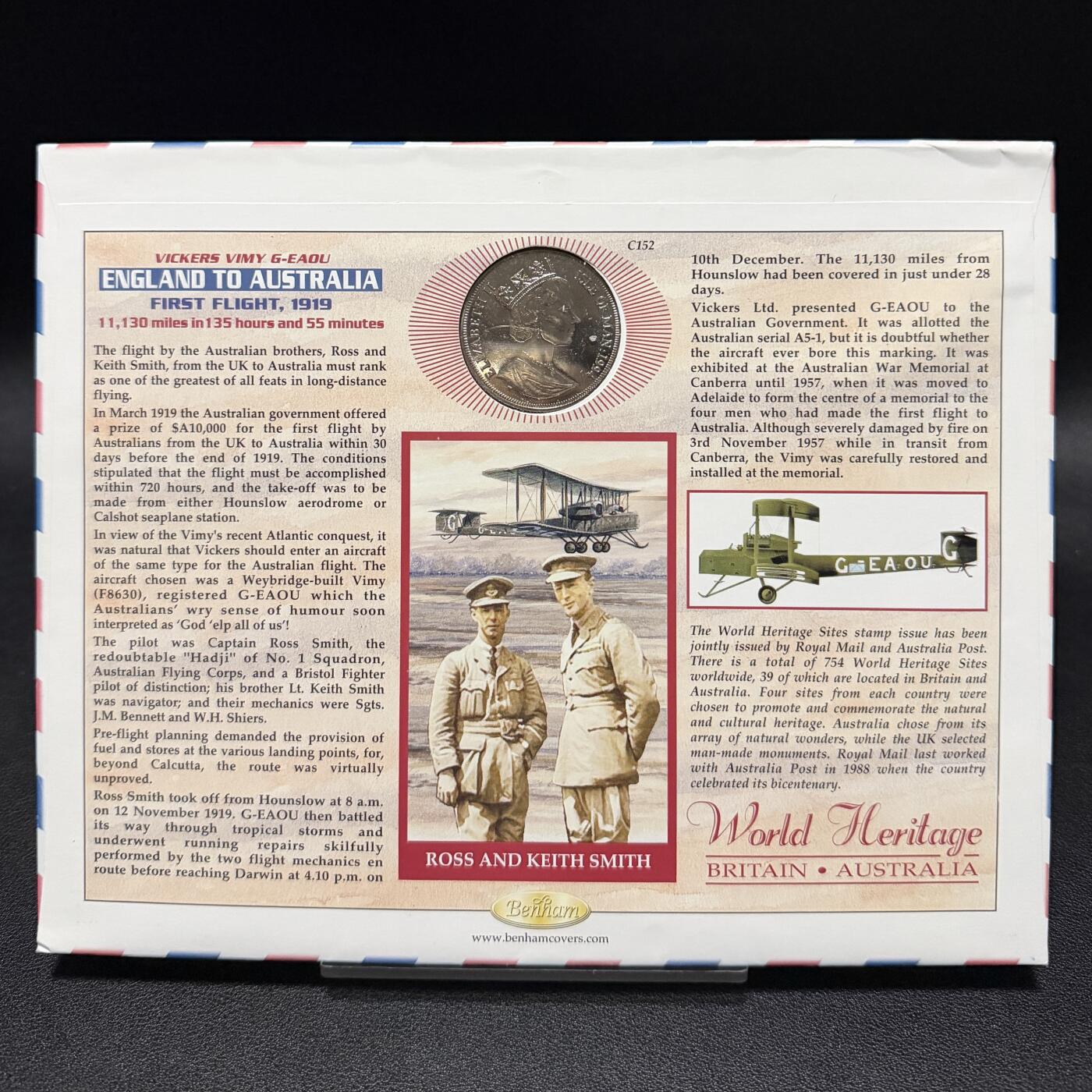 ＜星葵🌻钱币社＞第72期·东奔西走的硬币·3月31日发货 〈大型邮币封〉马恩岛1994年飞行中的人·首航英国至澳大利亚1克朗纪念币