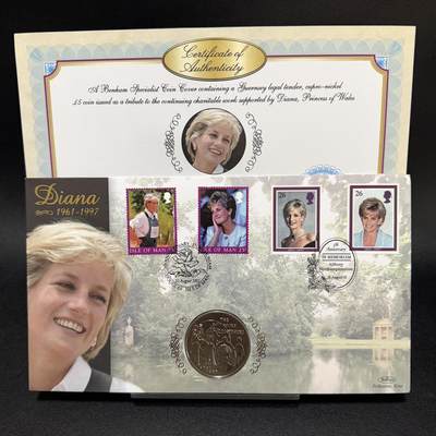 ＜星葵🌻钱币社＞第72期·东奔西走的硬币·3月31日发货 - 〈邮币封〉根西岛2002年戴安娜王妃5镑克朗型纪念币