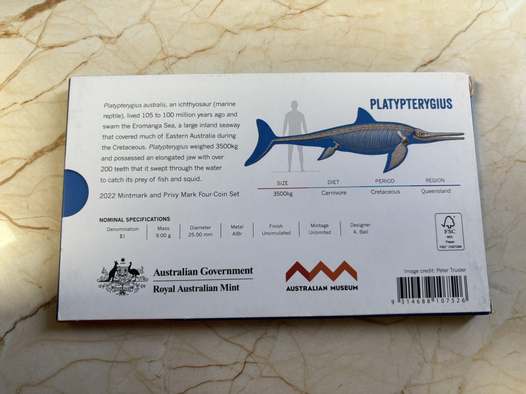 第194期拍卖 澳大利亚2022年恐龙标本系列可怕的蜥蜴纪念套币