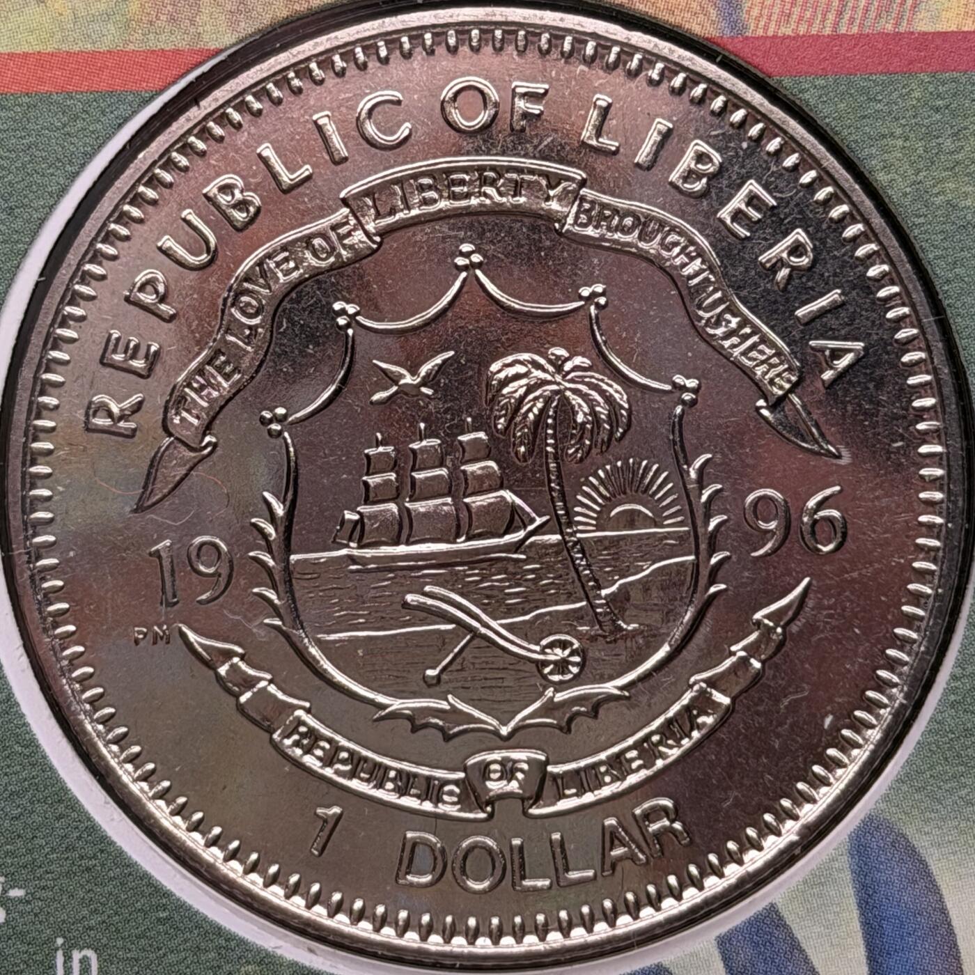 ＜星葵🌻钱币社＞第72期·东奔西走的硬币·3月31日发货 〈邮币封〉利比里亚1996年保护地球·灰鹦鹉1元克朗型纪念币