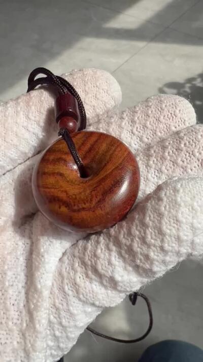 零元拍：虎皮纹海南黄花梨平安扣：32/12MM