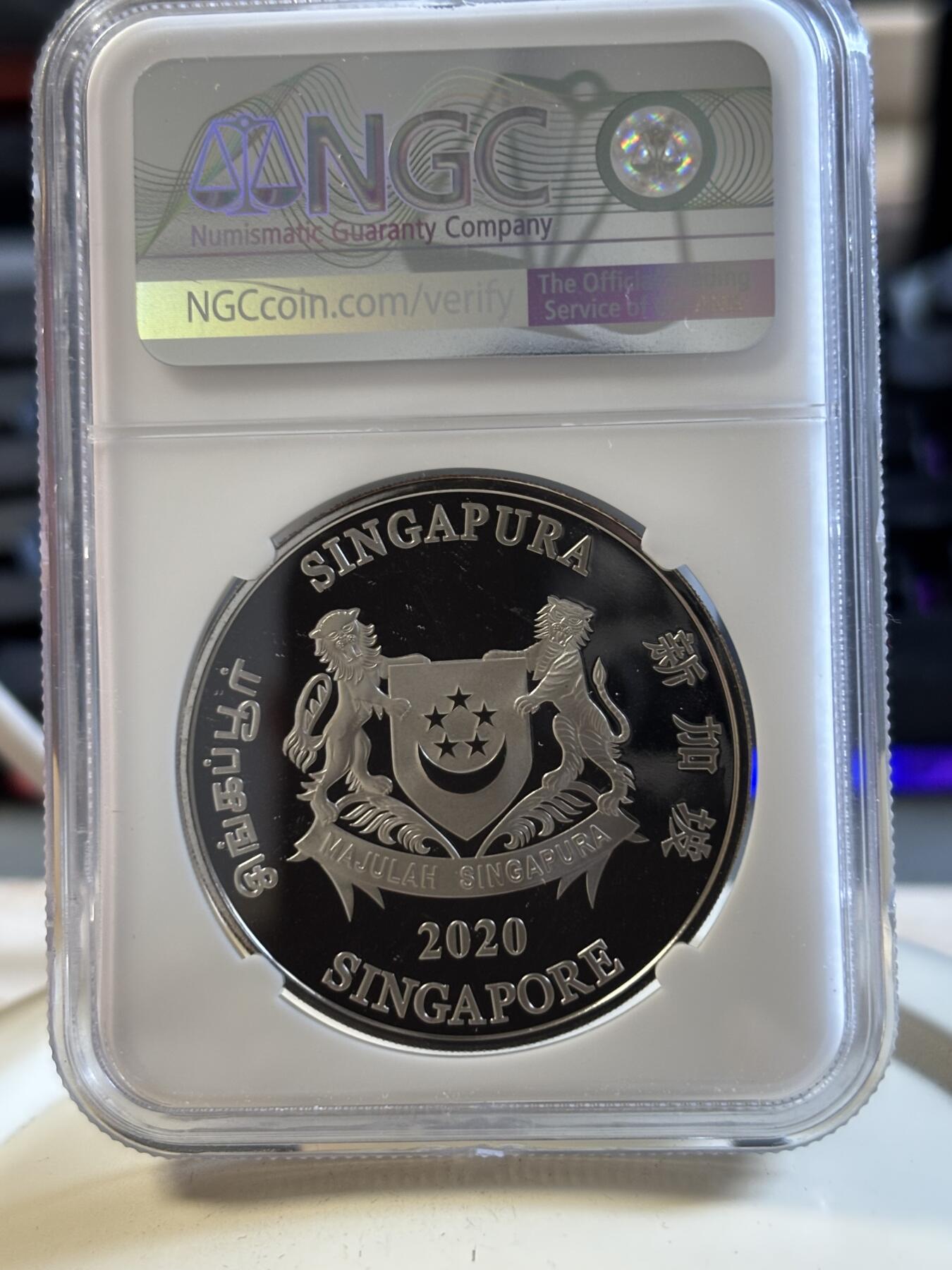 第194期拍卖 新加坡2020年十二生肖鼠年铜镍纪念币NGC-PF68带盒证书