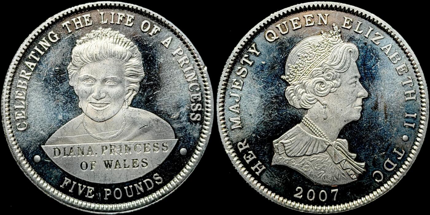 ＜星葵🌻钱币社＞第72期·东奔西走的硬币·3月31日发货 特里斯坦·达库尼亚2007年戴安娜王妃5镑克朗型纪念币