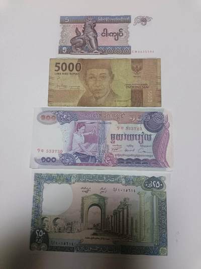 【20260330】非全新纸币和硬币第351场 - 亚洲国家4张纸币