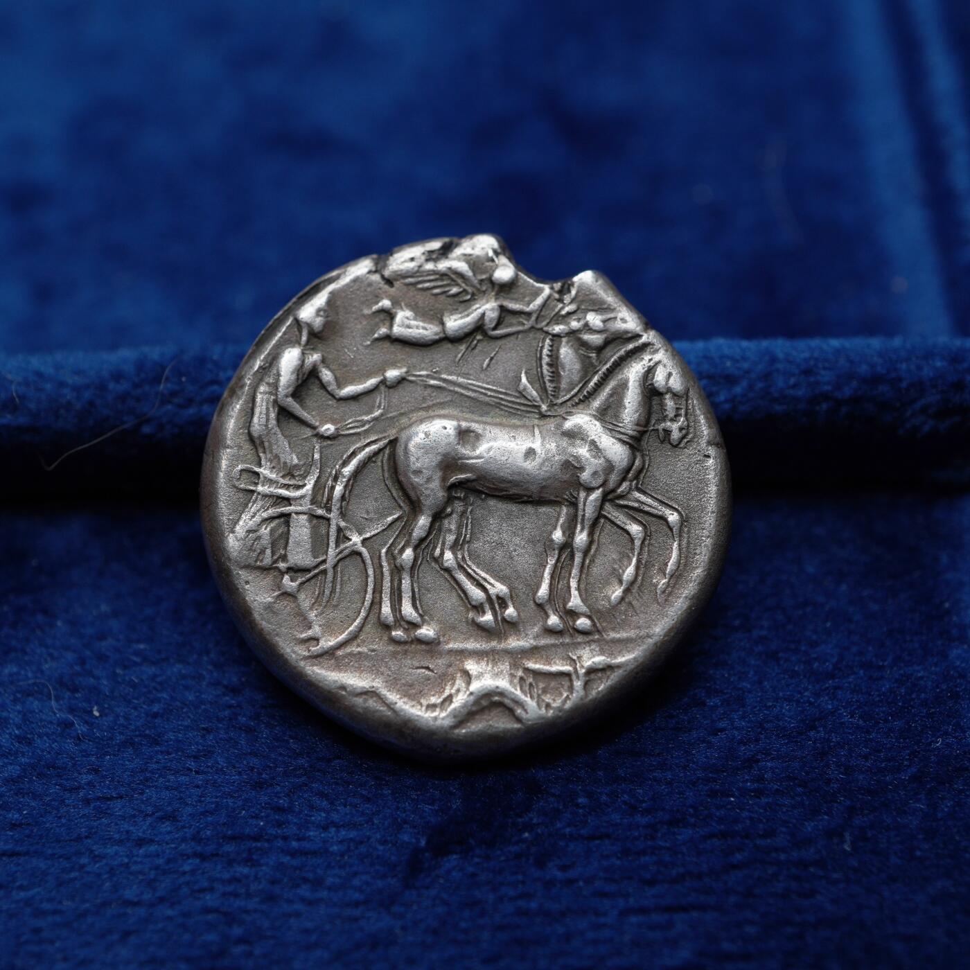 琋语集藏2026年04月欧洲古典打制币拍卖 古希腊西西里岛-水泽仙女阿瑞苏萨四德银币（大英博物馆复刻）