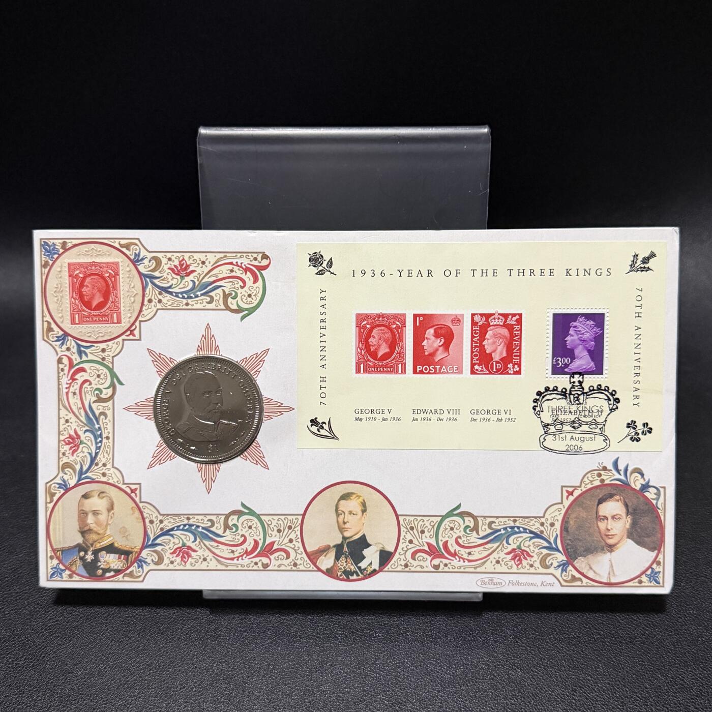 ＜星葵🌻钱币社＞第72期·东奔西走的硬币·3月31日发货 〈邮币封〉维尔京群岛2006年英国国王和王后·乔治五世1元克朗型纪念币