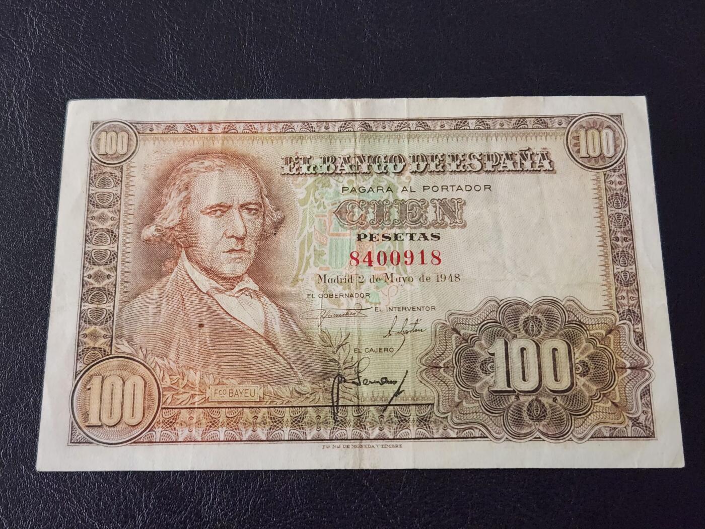 3月28号晚上8点 外国纸币自动截拍第47场 西班牙100原票美品