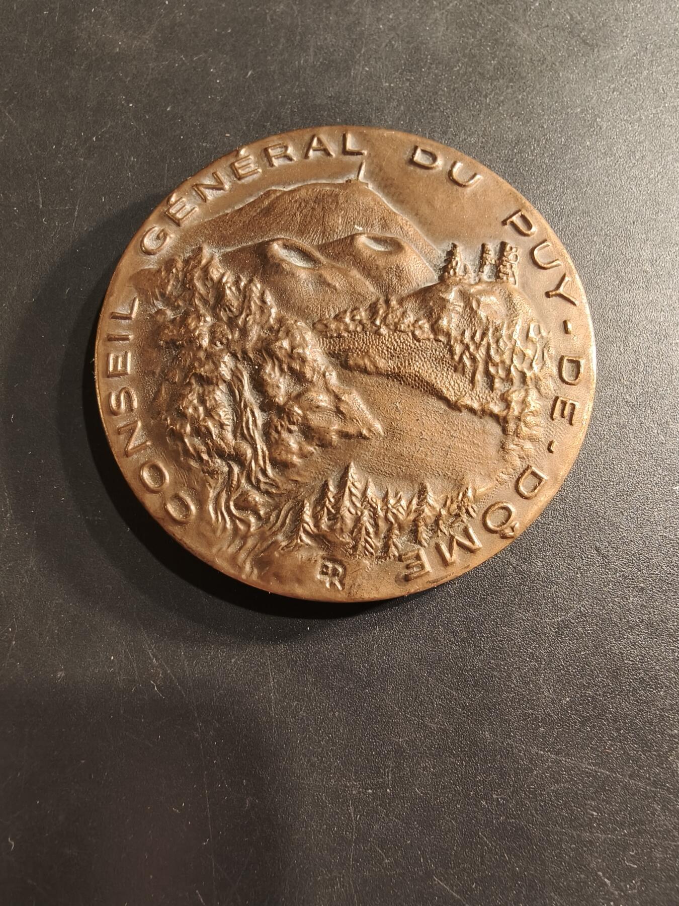 老王徽章第190期 法国多姆山省议会大铜章     直径50mm    重量79.4g