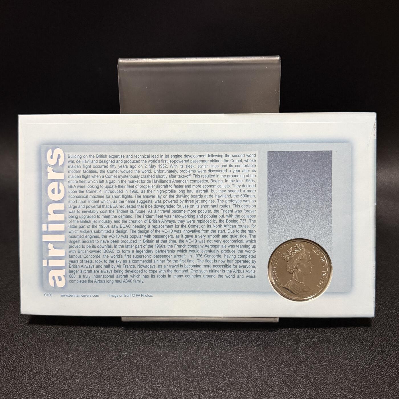 ＜星葵🌻钱币社＞第72期·东奔西走的硬币·3月31日发货 〈邮币封〉马恩岛1994年飞行中的人·协和式飞机首次飞行25周年1克朗纪念币