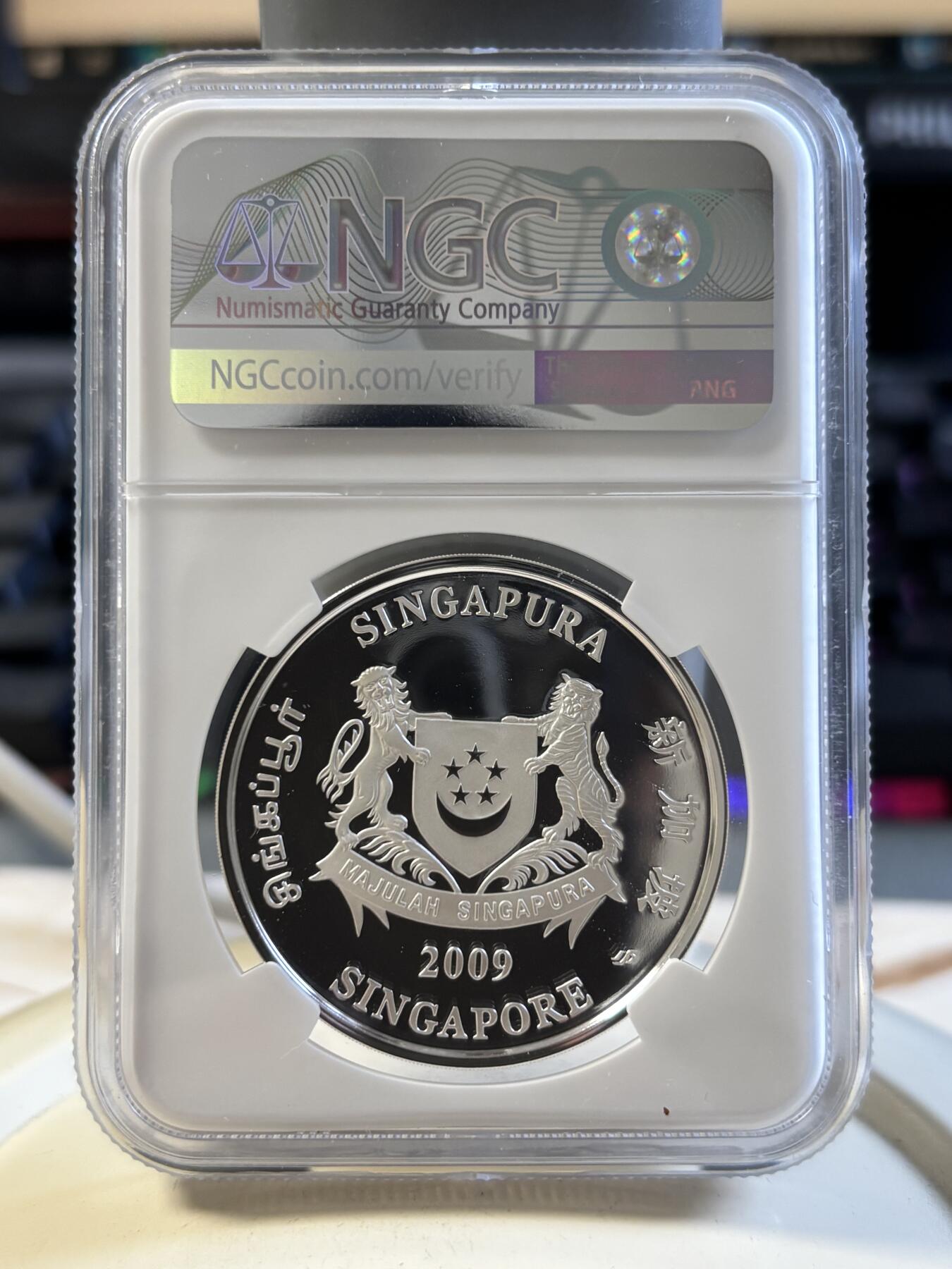 第194期拍卖 新加坡2009年花卉系列彩色20克纪念银币2枚套NGC-PF70-PF69,999银，20克*2