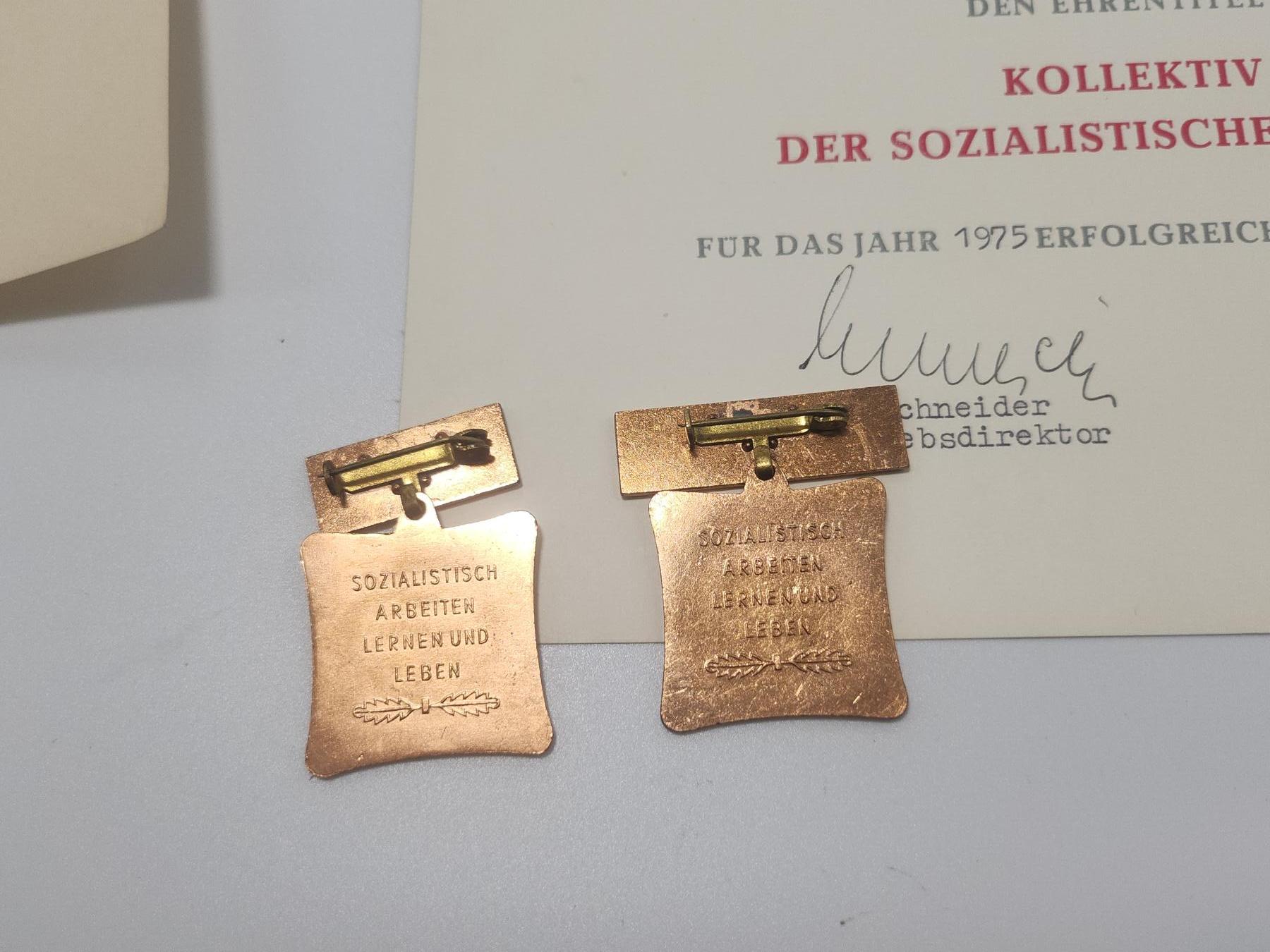 南水社第4次拍卖  民主德国社会主义劳动集体奖章证书女性得主二次获得