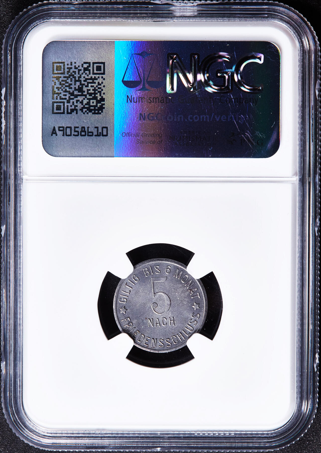 【俄甄集藏】2026年(050)04-01星期三 晚 19:30 全场包邮 德国1917年紧急时期埃尔本多夫5芬尼代用铁币，NGC MS64，转光品相，保存难得，稀有品种