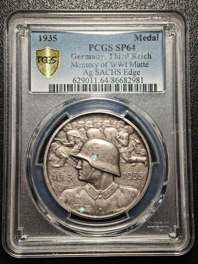 【德藏】世界币章拍卖第169期（拍品征集中~欢迎藏友联系） - 1935年 德国萨克森全民总动员纪念银章 萨克森版 状态极佳 PCGS SP64（原图请查询PCGS评级公司官网）