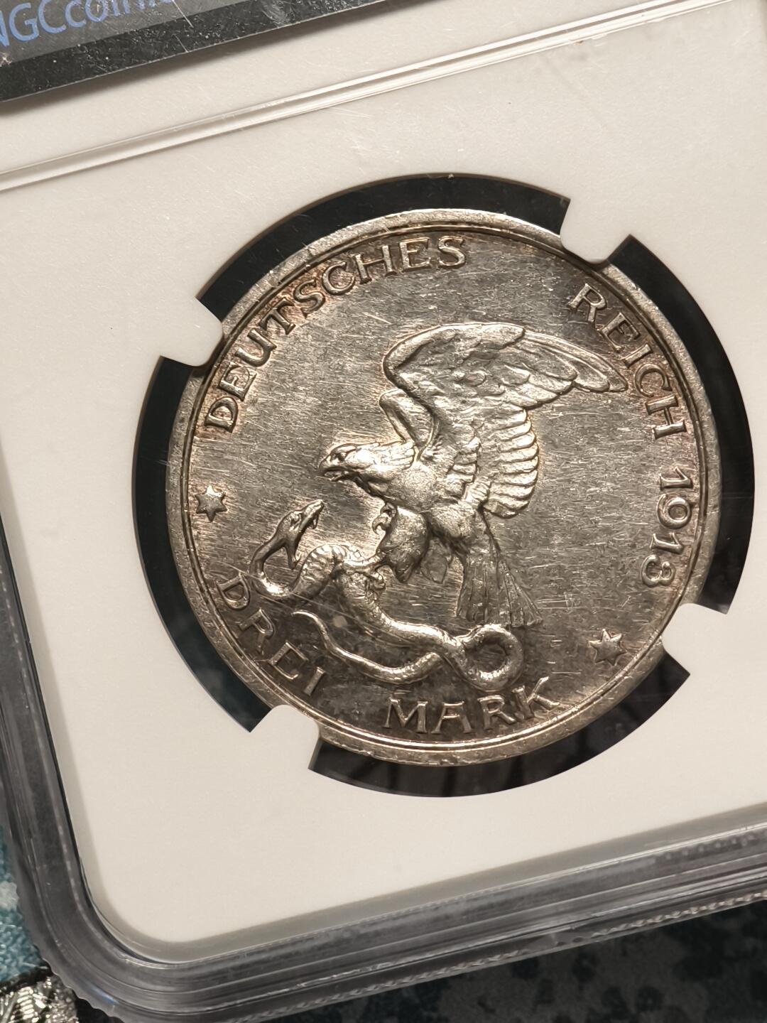 抚柳草堂-第二十期章牌钱币  奖章勋章免佣最后一期 满百包邮 放漏专场 1913德国拿破仑战争胜利百年3马克银币 重16.7g ngc aud好品好状态