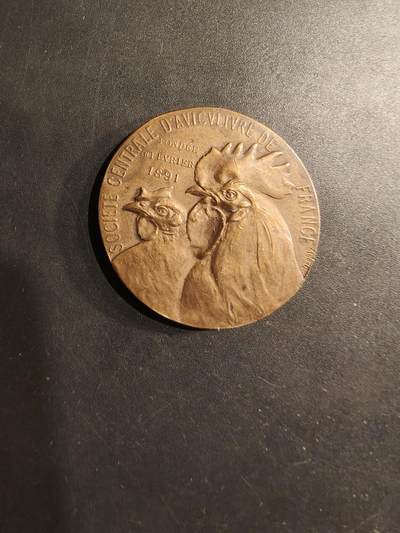 老王徽章第190期 - 法国中央鸟类饲养协会大铜章     直径36mm    重量23.8g