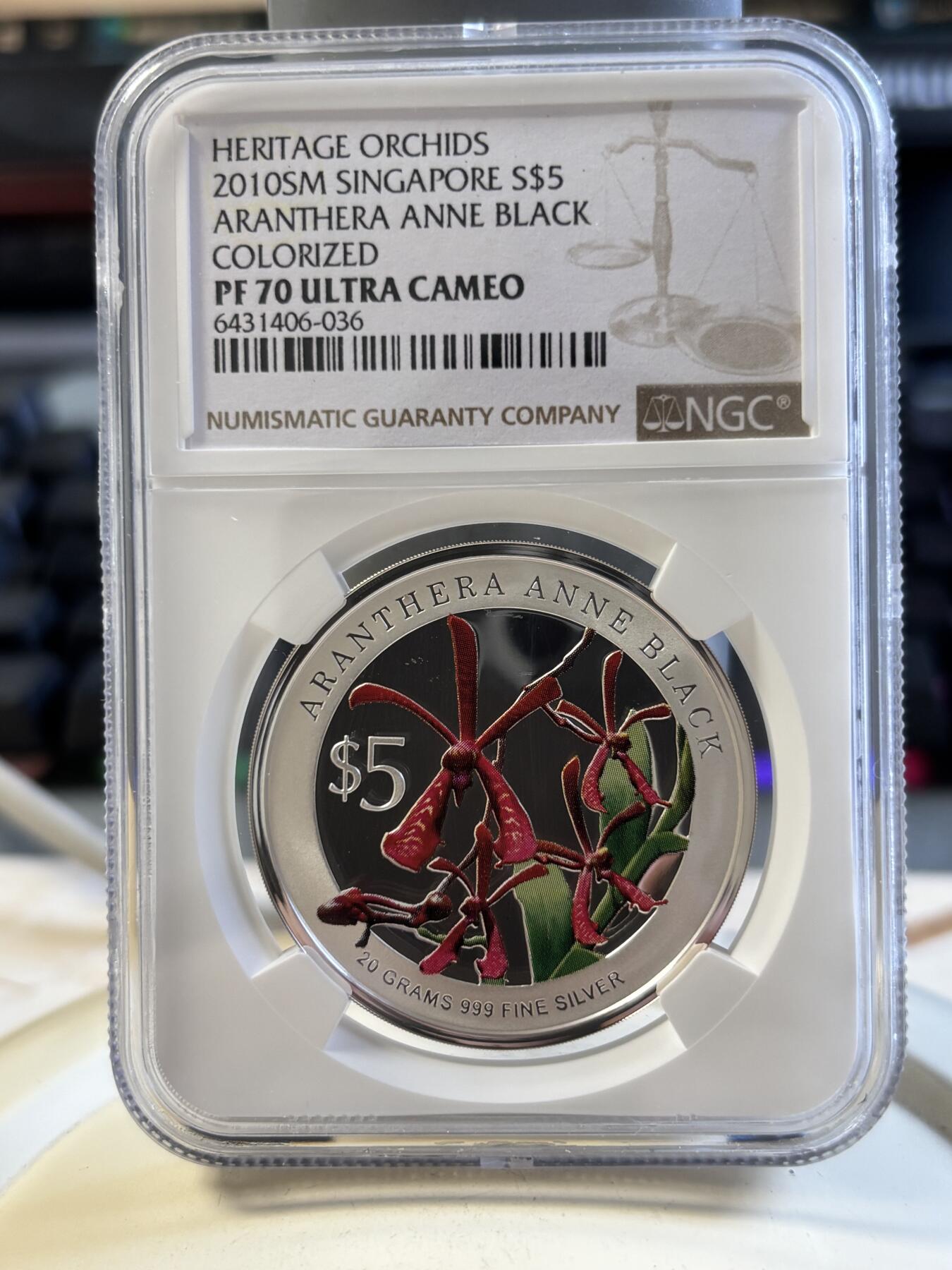 第194期拍卖 新加坡2010年花卉系列彩色20克纪念银币2枚套NGC-PF70,999银，20克*2