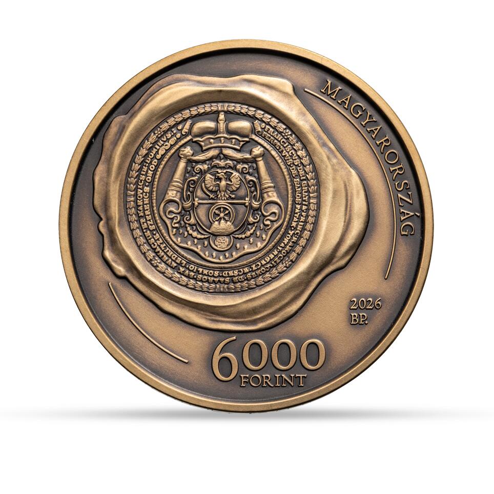 匈牙利2026年民族英雄费伦茨·拉科齐二世诞辰350周年仿古铜币，重37克，边缘刻字