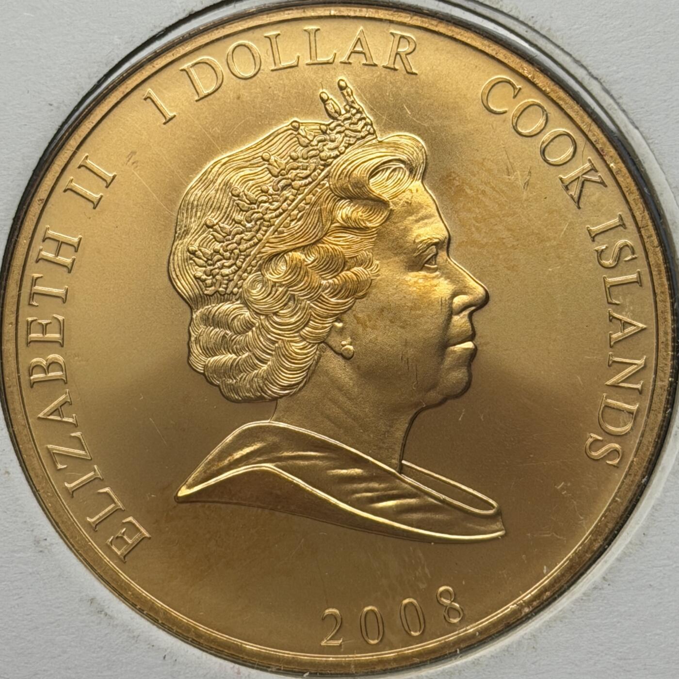 ＜星葵🌻钱币社＞第72期·东奔西走的硬币·3月31日发货 〈邮币封〉库克群岛2008年皇室家族史·威廉一世1元克朗型镀金纪念币