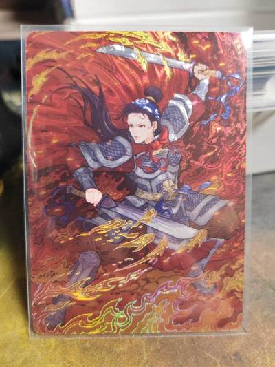 阳大大卡牌拍卖第110期（持续收拍品，周六晚上九点截拍，进群福利早知道） - 【光刻三娘】小花瓣艺术文创 双刀扈三娘 光刻特卡 编号随机