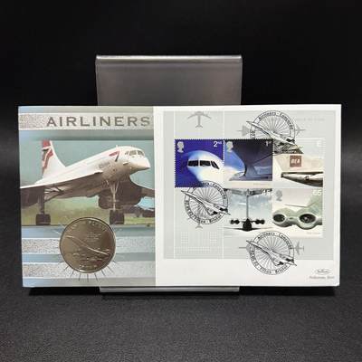 ＜星葵🌻钱币社＞第72期·东奔西走的硬币·3月31日发货 - 〈邮币封〉马恩岛1994年飞行中的人·协和式飞机首次飞行25周年1克朗纪念币