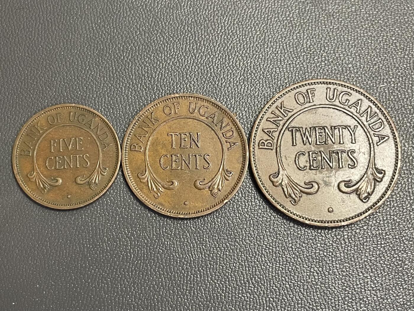 回流0328 乌干达60年代独立后早期铜币（5、10、20分）