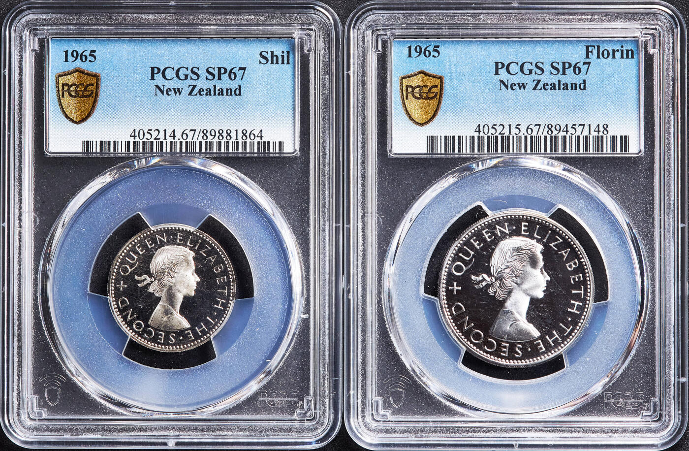【俄甄集藏】2026年(050)04-01星期三 晚 19:30 全场包邮 新西兰1965年伊丽莎白二世1/2便士-1/2克朗类精制prooflike版硬币7枚一套，PSGS SP65-SP68，共发行25000套，稀少品种