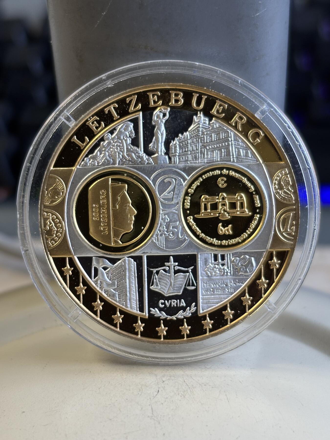 第194期拍卖 卢森堡欧元区镀金纯银纪念章，20克，999银