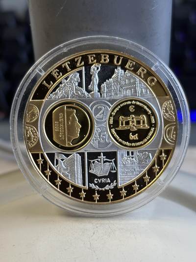 第194期拍卖 - 卢森堡欧元区镀金纯银纪念章，20克，999银