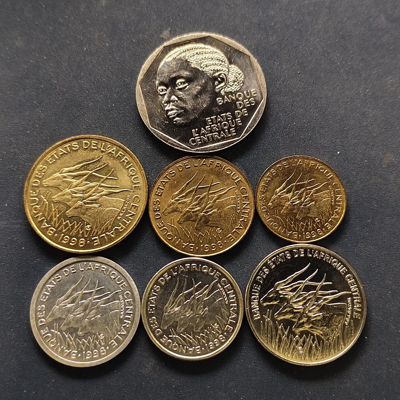 【全场包邮】纯粹捡漏拍518场 非洲中部国家1998年首版7枚套币