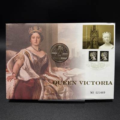 ＜星葵🌻钱币社＞第72期·东奔西走的硬币·3月31日发货 - 〈大型邮币封〉英国2001年维多利亚女王逝世100周年5镑克朗型纪念币