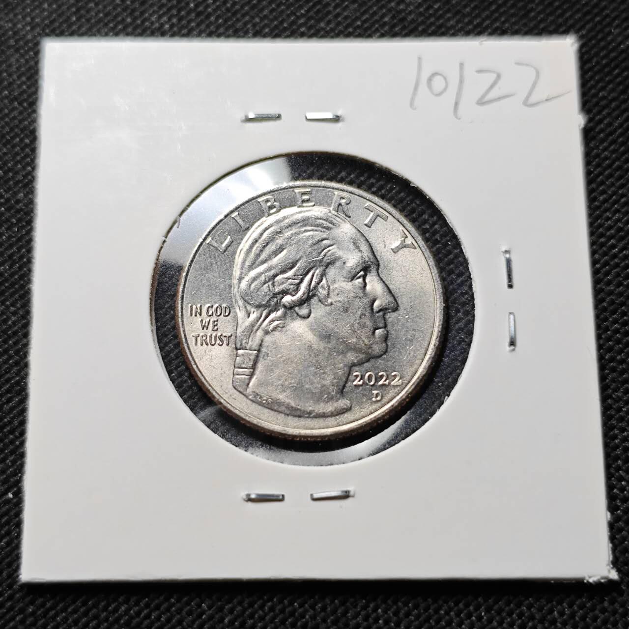 KK钱币收藏小铺  第410期 2月预留时间 周末发货  2022美国25分纪念币