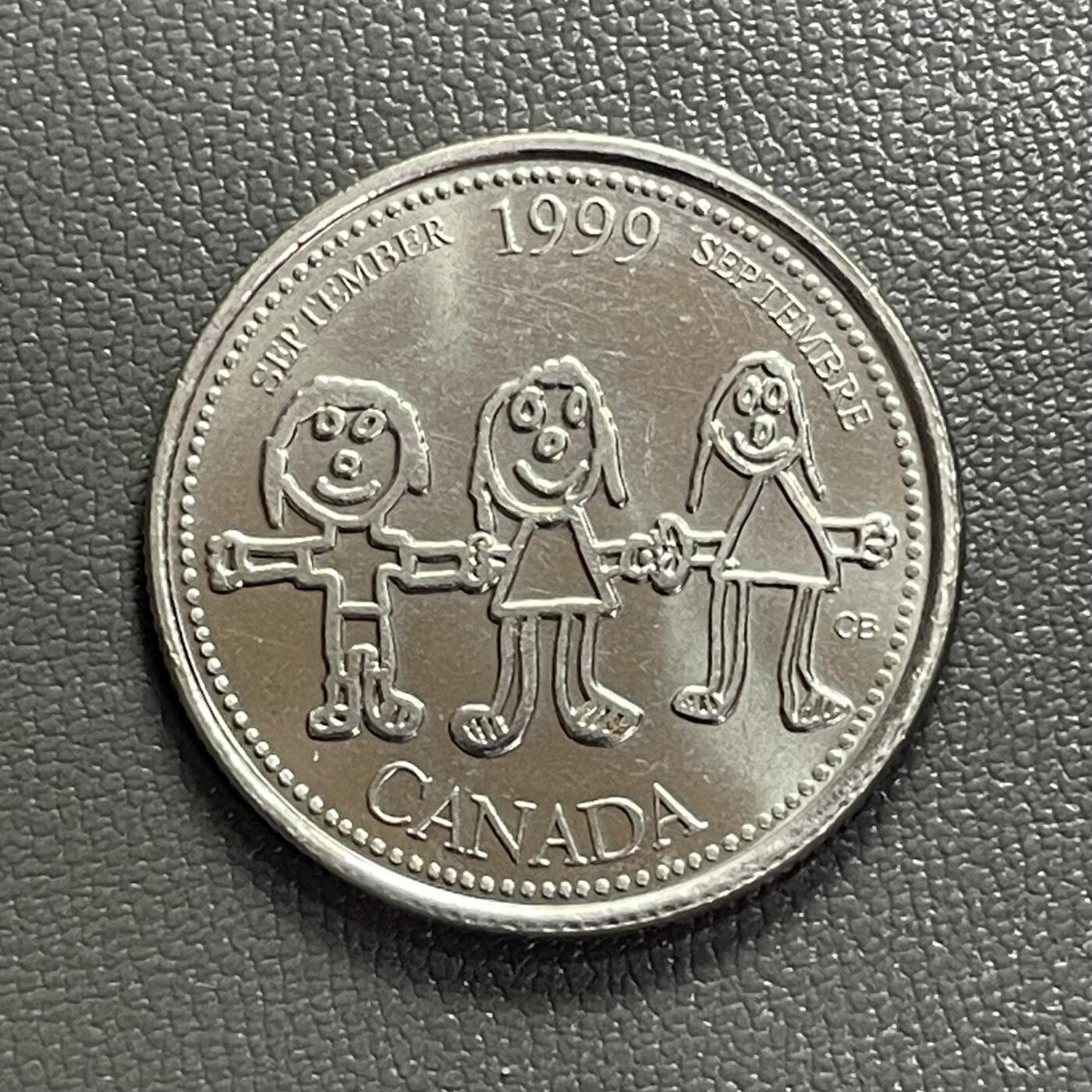 回流0328  加拿大1999年国际和平日25分纪念币