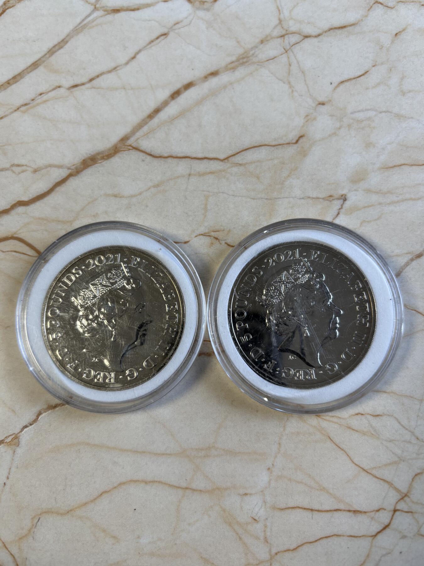 第194期拍卖 英国2021年爱丽丝梦游仙境彩色铜镍纪念币2枚套