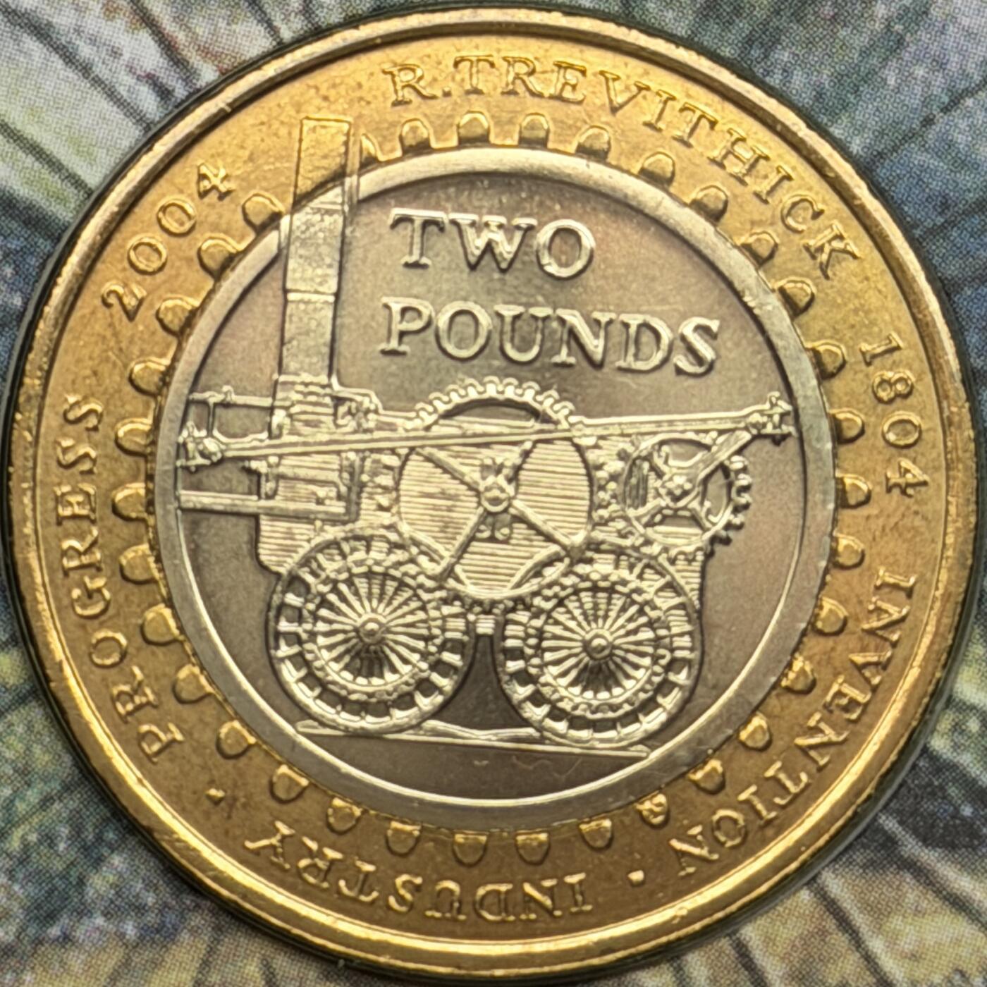 ＜星葵🌻钱币社＞第72期·东奔西走的硬币·3月31日发货 〈大型邮币封·签名版〉英国2004年蒸汽机车诞生200周年2镑双金属纪念币