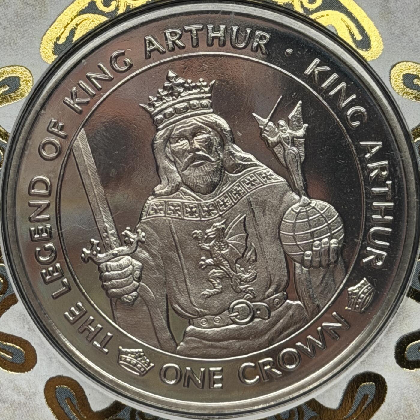 ＜星葵🌻钱币社＞第72期·东奔西走的硬币·3月31日发货 〈邮币封〉马恩岛1996年亚瑟王传奇·亚瑟王1克朗纪念币