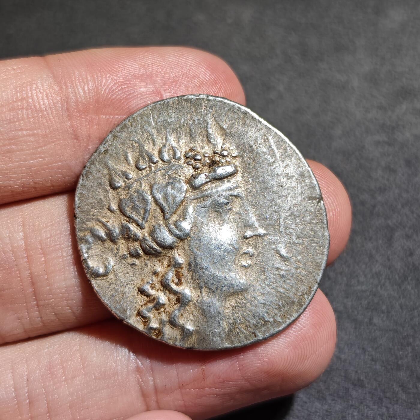 大象古币古希腊古罗马钱币专场首次拍卖1 古希腊萨索斯岛狄奥尼索斯酒神大力神四德拉克马银币银光饱满图案铭文细节清晰